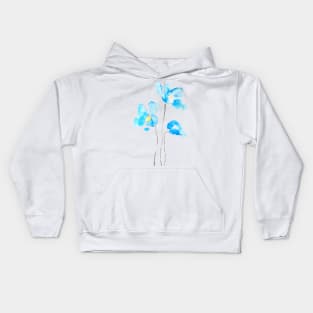 3 abstract blue Himalayan poppies Kids Hoodie